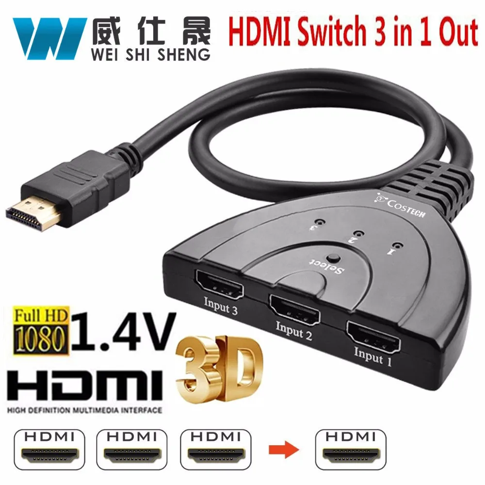 hdmi hub 3 Port 1080P 3D HDMI Switcher Switch Splitter with Cable for