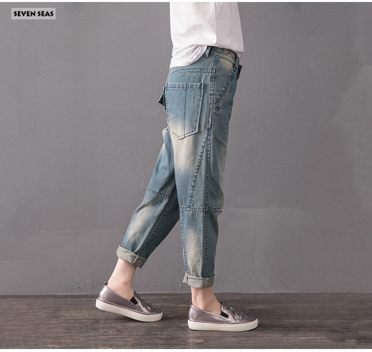 C Большие размеры, джинсы с высокой талией, винтажные Джинсы бойфренда, женские свободные джинсы с широкими штанинами, женские джинсы