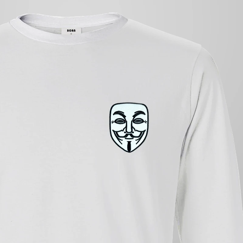 

1PCS V for Vendetta mask Patches 70*80MM Embroidery Smile Badge Iron on patches for clothing Decor Jeans Jacket Bag Parches ropa