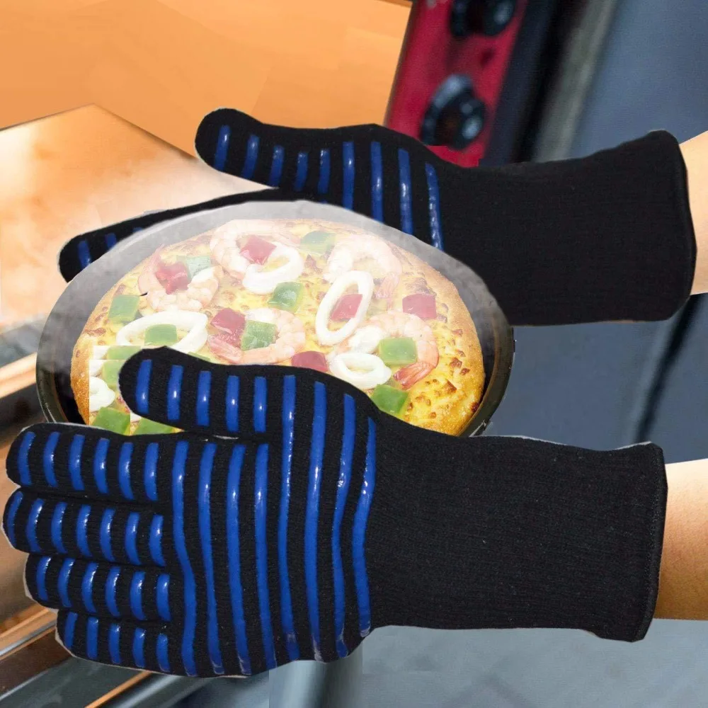 GEEAIR 4*5,5 дюймов черные синие хлопковые силиконовые перчатки для барбекю на открытом воздухе высокотемпературные перчатки для микроволновой печи сопротивление 300