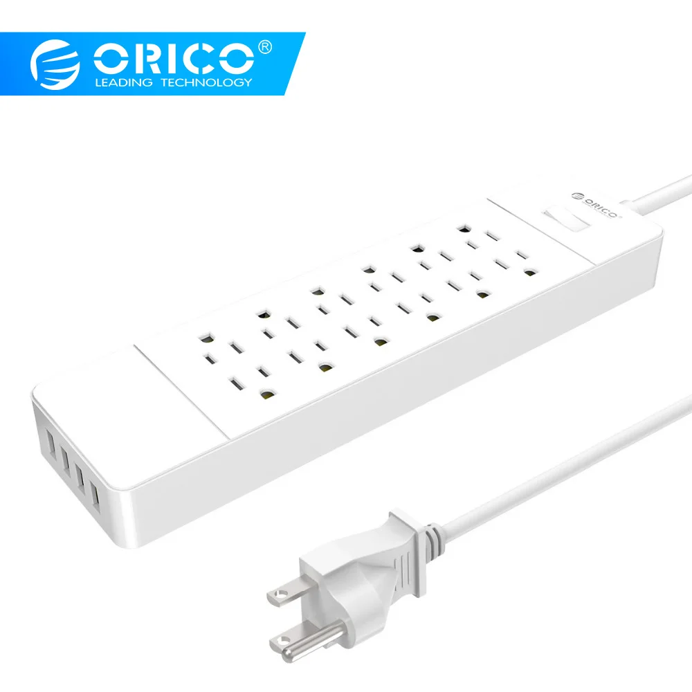 ORICO USP-12A4U силовая полоса 4 порта USB 12 розеток переменного тока двойная Встроенная