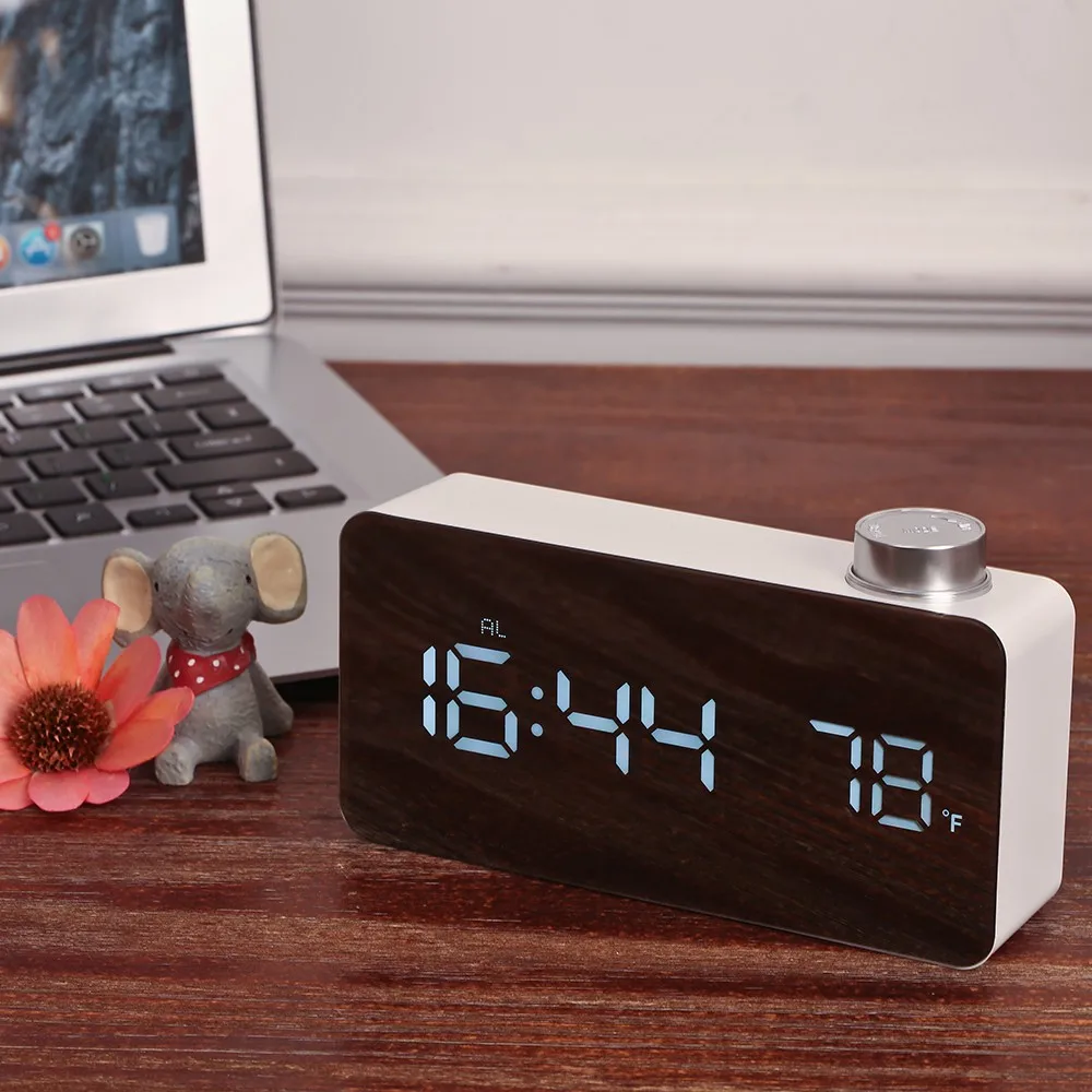 Новые настольные часы с термометром, светодиодный цифровой будильник, модные креативные электронные часы, зеркальные немые часы