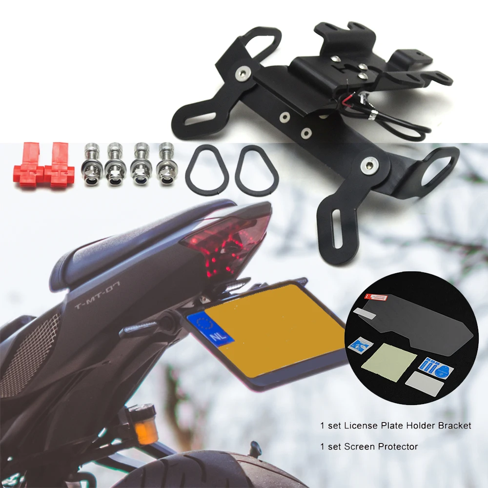 For YAMAHA MT07 Fender Eliminator License Plate Holder Bracket LED