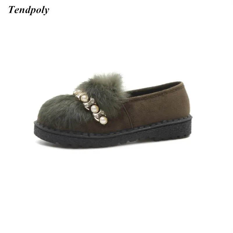 

Autumn winter new Korean version of plush flat shoes beaded soft beanie soft feet section of the sale of casual Women's shoes
