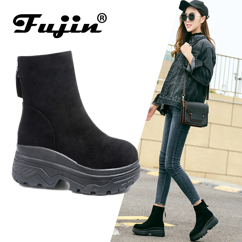 

Fujin Brand Women Ankle Boots New Fashion Waterproof Wedge Platform Winter Warm Snow Boots Shoes For Female