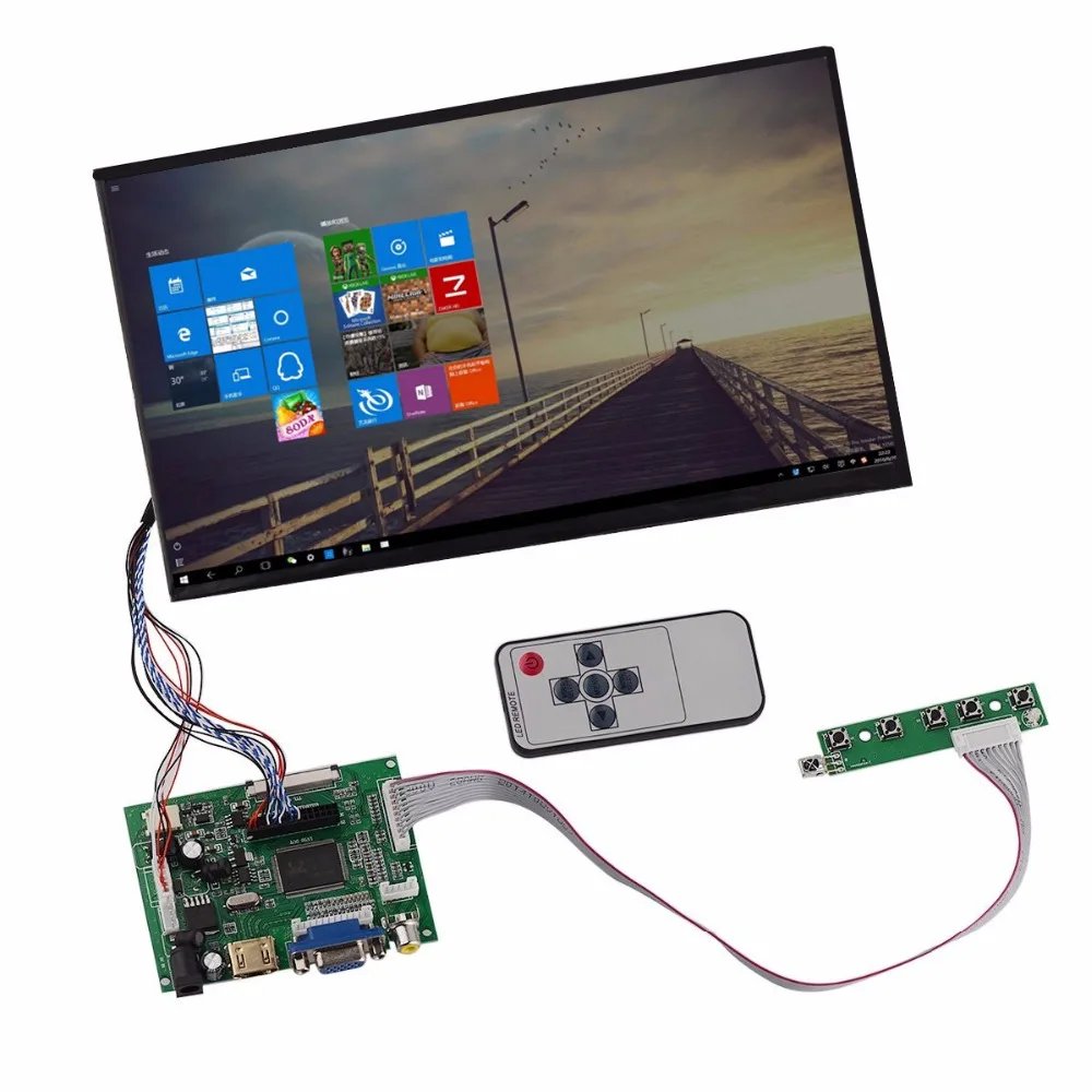 10,1 HD ЖК-дисплей с высоким разрешением монитор Пульт дистанционного управления драйвер плата 2AV HDMI VGA для Lattepanda, Raspberry Pi