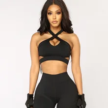 Soutien-gorge de sport Yoga sous-vêtements rembourrés femmes gymnastique Fitness boléro sans couture Bralette évider croix noir Push Up vêtements de sport