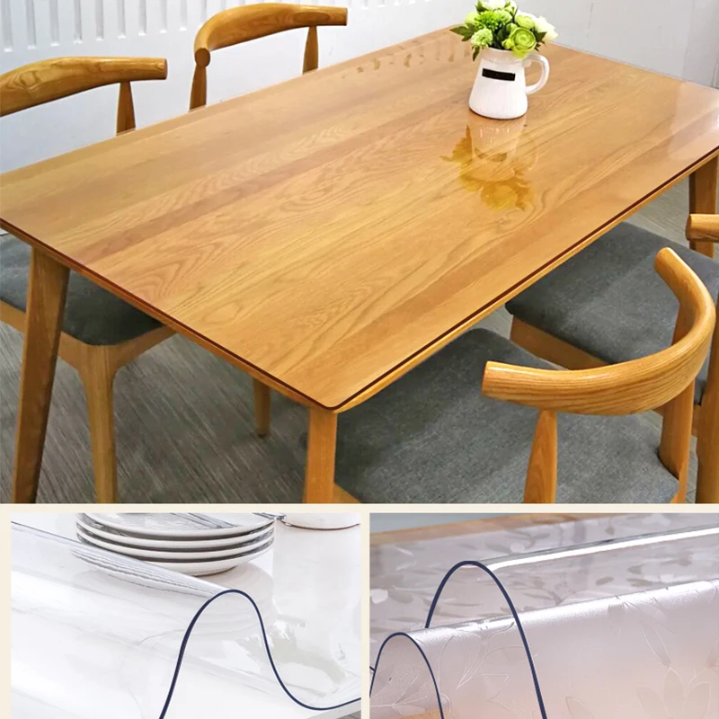 PVC Transparent Waterproof Tablecloth Home Table Cover Kitchen Oilcloth Soft Glass for Wedding Party