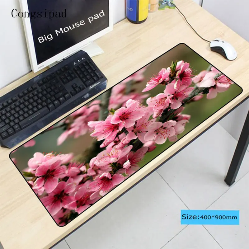  Congsipad Red White Flower Large Mouse Pad Overlock Edge Big Gaming mouse Pad Send BoyFriend the Be