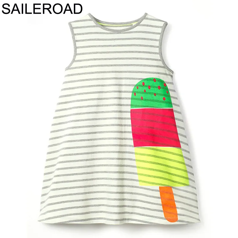 

SAILEROAD 7 Years Baby Girls Dress Party 2019 Summer Ice Cream Dresses for Children Clothing Vestidos Girl Princess Dress Kids