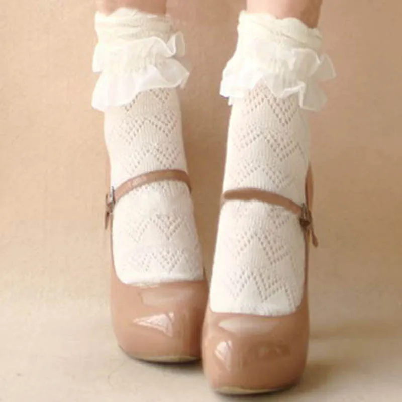 Gilroy Girls Lace Ruffle Frilly Ankle Princess Cotton Shorts Socks 
