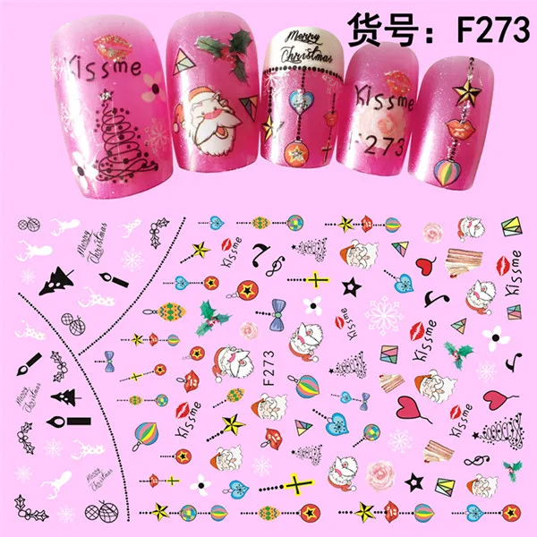 3D Рождественские наклейки для ногтей s красочный микс новых лет украшения для ногтей наклейки для ногтей s переводные наклейки для ногтей - Цвет: FZ273