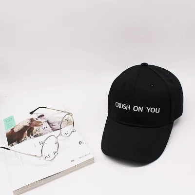 Crush On You вышивка Snapback Кепки хип-хоп пара Любовник шляпа лето папа Шапки Для женщин Для мужчин Trucker Бейсбол Кепки s повседневное регулируемый - Цвет: Black