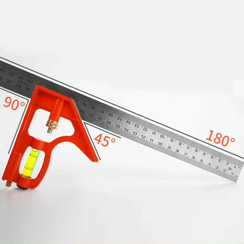 

Stainless Steel Adjustable Combination Square Angle Gauge For Marking Out Measuring Tools Multi-function Horizontal Angle Ruler