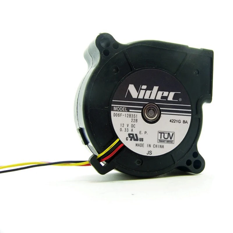

NIDEC 6cm D06F-12BS1 6cm 60*60*25mm DC 12V 0.33A 3 Lines Projector Turbine Cooling Fan
