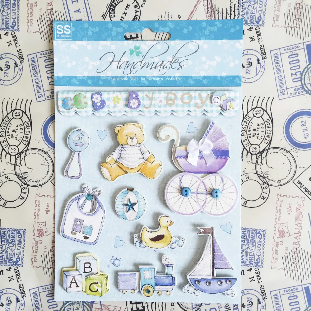 Buy Cute Blue Baby Boy Things 3D Stickers For Baby