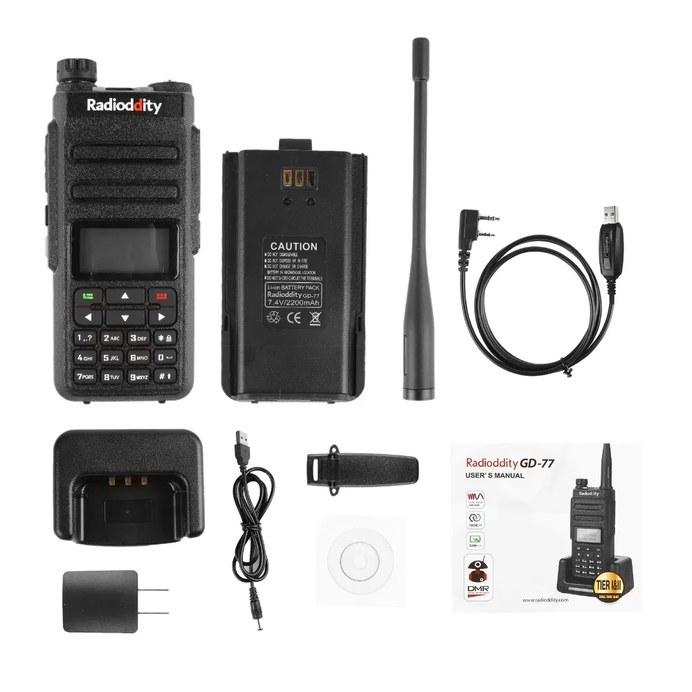 Radioddity GD-77 Dual Band Dual Time Slot DMR Digital/Analog Two Way Radio 136-174 /400-470MHz 1024 Channels Ham Walkie Talkie