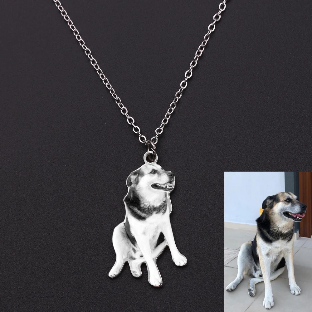 

2019 New Stainless Steel Custom Photo Pet Person Shape Charm Pendant Necklace Loved One Gift for Family Lovers Pets Dropshipping