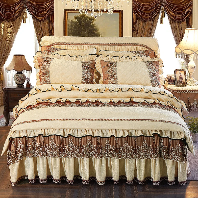 Luxury Bedding Set Soft Fleece fabric Duvet Cover bed skirt Pillowcase