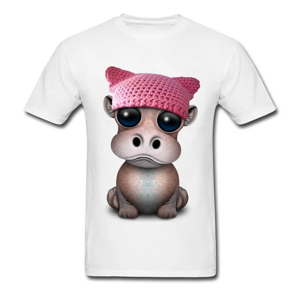 Cute Baby Hippo Wearing Pussy Hat_white