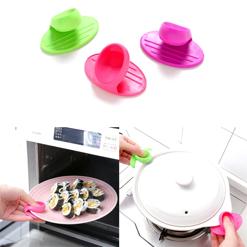 

2Pcs Microwave Oven Mitts Kitchen Convenient Insulated Silicone Glove Finger Protect Wise Cook Tool Color Random
