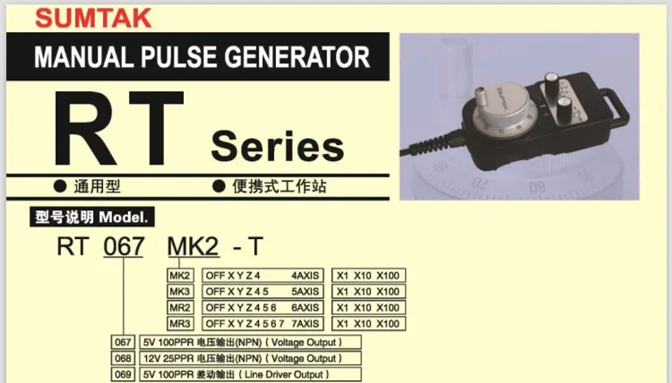 SUMTAK RT067-MK2-T RT068-MK2-T RT069-MK2-T IP65 маховик 4 оси 25ppr 100ppr MPG ручной генератор импульсов 5 V 12 V