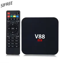 SIFREE Quad V88 4K Android 6.0 Smart TV Box Rockchip 1G/8G 4 USB 4K 2K WiFi Full Loaded Quad Core 1.5GHZ Media Player PK X96 K2