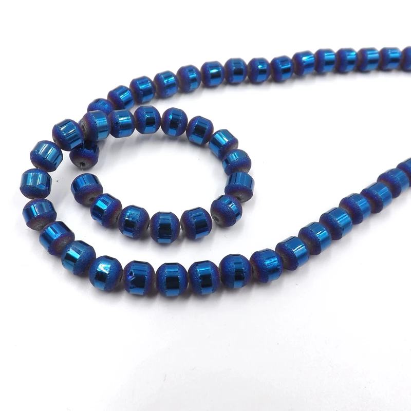 6MM 100pcs Matte and Polish Round Bead Crystals Glass Beads Middle