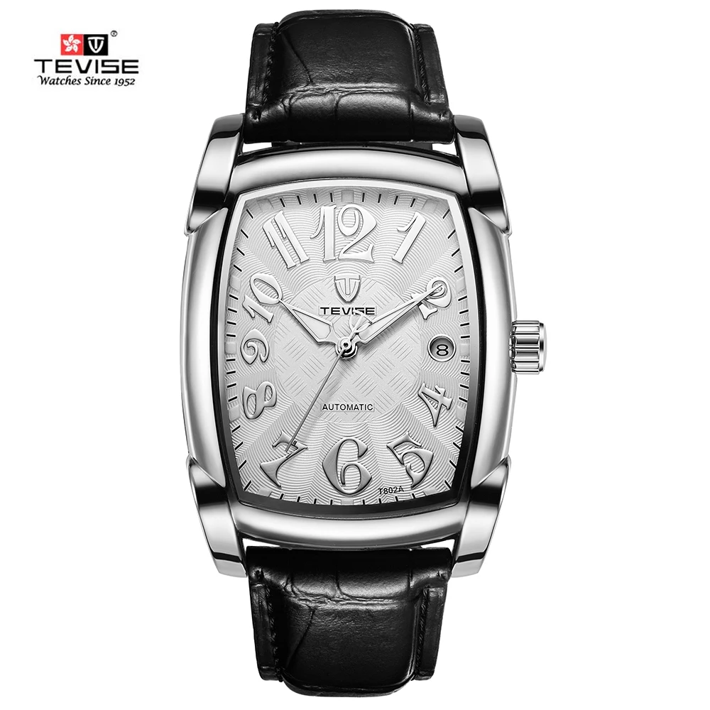 

TEVISE Automatic Mechanical Men Watch Vintage Luminous Water-Proof Self-Wind Man Business Wristwatch Genuine Leather Calendar