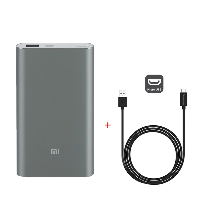 Xiao mi power Bank 10000 мАч Pro usb type C QC3.0 Быстрая зарядка mi power bank 10000 портативное зарядное устройство Внешний аккумулятор повербанк - Цвет: Add micro USB Cable