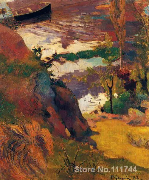 

paintings of Paul Gauguin Fisherman and bathers on the Aven artwork Landscape art High quality Hand painted