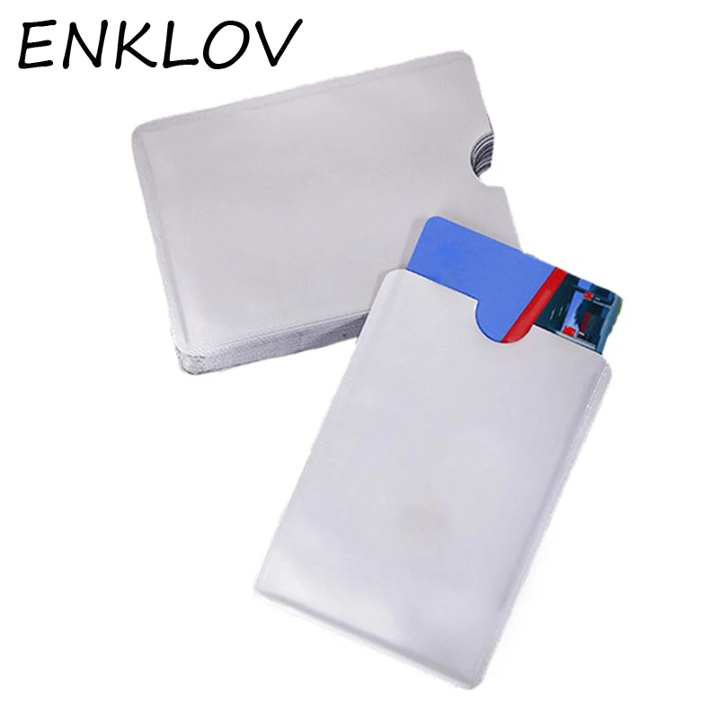 

ENKLOV 10 Pcs Anti-Scan Card Sleeve Credit RFID Card Protector Anti-magnetic Aluminum Foil Portable Bank Card Holder