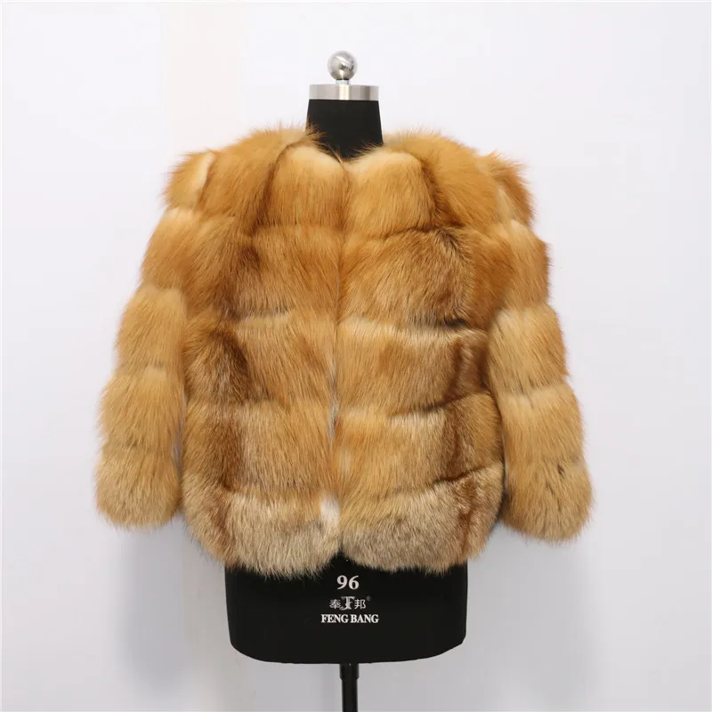

New Collection Warm Real Red Fox Fur Coat Luxury 100% Genuine Russia Style Winter Jacket Thick Outerwear Fashion Real Fur Coat