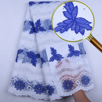 

Royal Blue Color African Lace Fabric With Stones For Party & Wedding Dress Nigerian French Tulle Net Lace African Fabrics 1561B