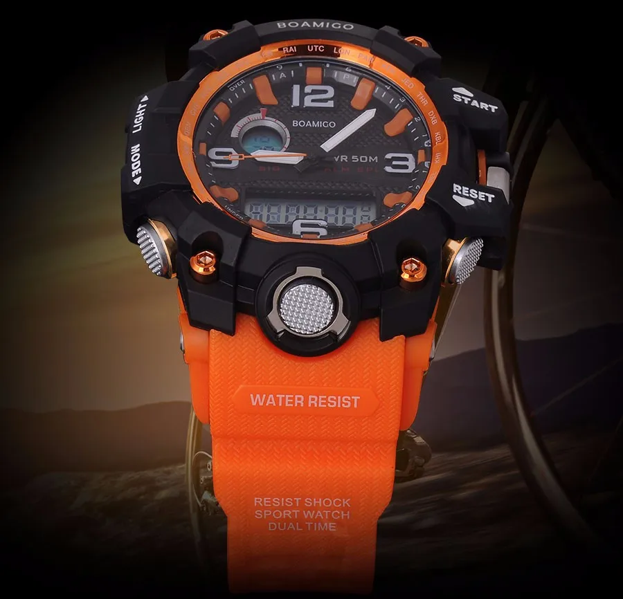 BOAMIGO Brand Analog LED Display Digital Men Watches Dual Display Quartz Watch Water Resistant Fashion Casual Sport Wristwatches (2)