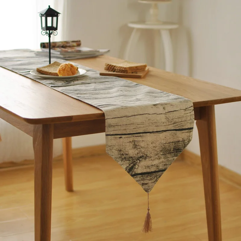 

Cotton vintage wood table runner simulation bark pattern wallpaper background decoration decorative cloth placemat