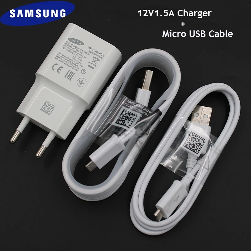 

Original Samsung 12V1.5 Fast Charger Adapter 1/1.5M Micro USB Data Cable Quick Charge For Galaxy A3/A5/A7/C5 /C7/C9/S3/S4/S6/S7