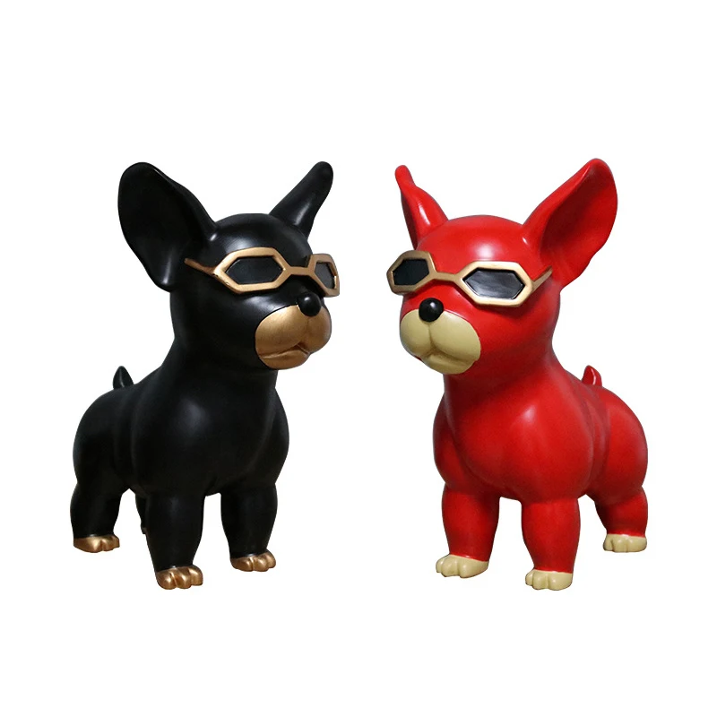 

Europe Style Cute Dog Figurines Miniatures Creative Lucky Dog Home Desktop Decoration Wedding Accessories Birthday Resin Crafts