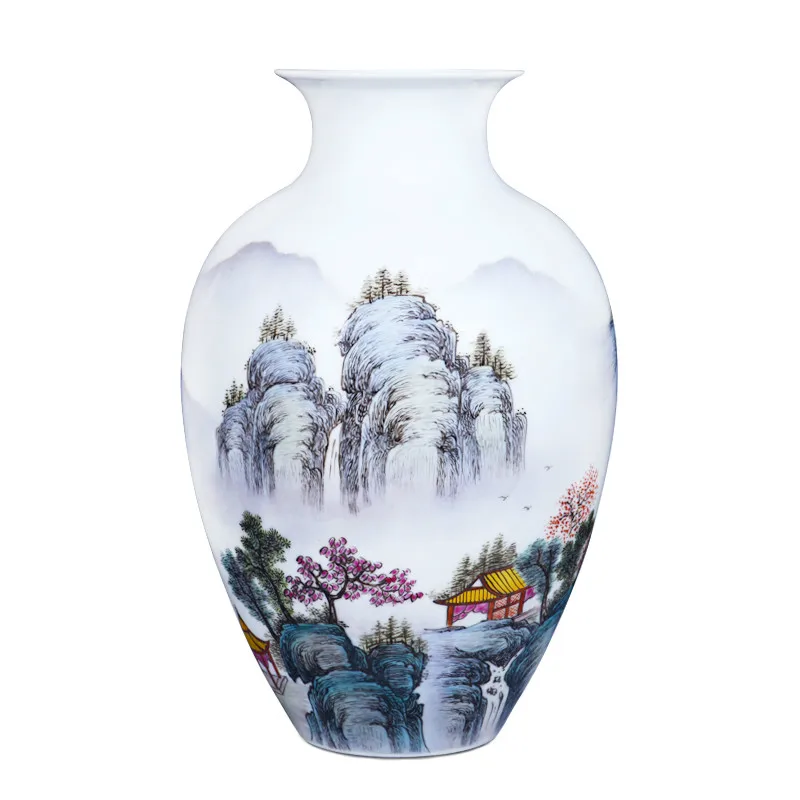 Chinese Vases Jingdezhen Masters Hand Painted Landscape White Porcelain