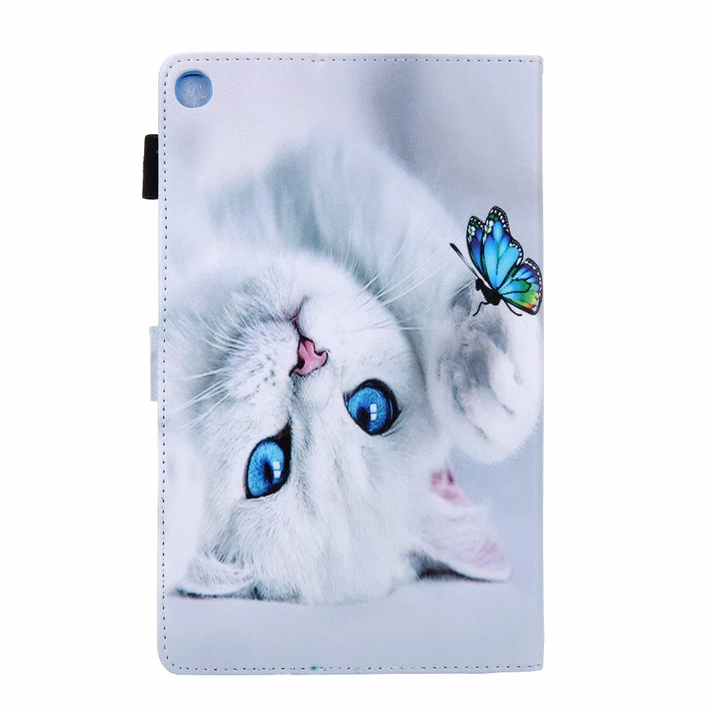 Cover Case for Samsung Galaxy Tab A 10.1 SM-T510 SM-T515 T510 T515 Painted Cat Stand Soft Shockproof Tablet Shell+Film+Pen