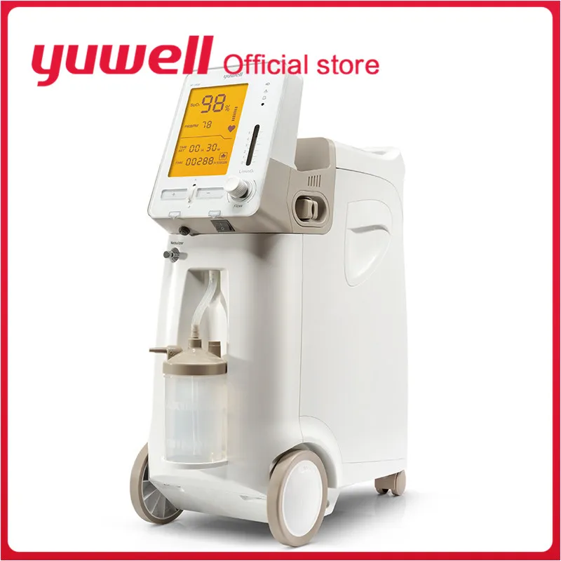 Портативный кислородный концентратор Yuwell, медицинский кислородный аппарат высокой концентрации, медицинский уход, домашний кислородный прибор с большим экраном 1-5 л/мин - Цвет: 9F-3AW