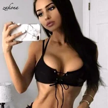 Летние сексуальные женские бандажные бикини топы пуш-ап черный цвет треугольник костюм купальщика купальный костюм дропшиппинг