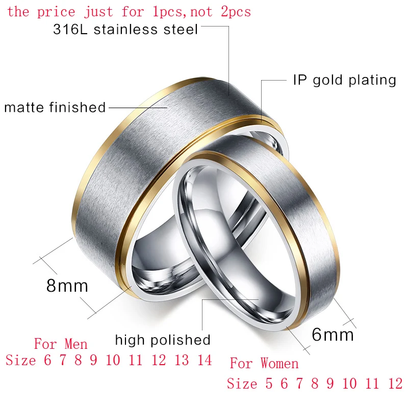 Классические парные обручальные кольца для мужчин и женщин, титановая сталь, обручальные кольца для влюбленных, Anillo De Casa для мужчин