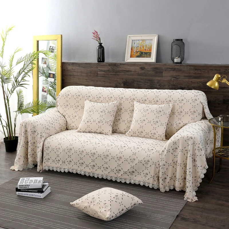 Fyjafon Sofa Cover Chenille Dustproof Sofa Cover Printed Couch Covers Multi-size Slipcover