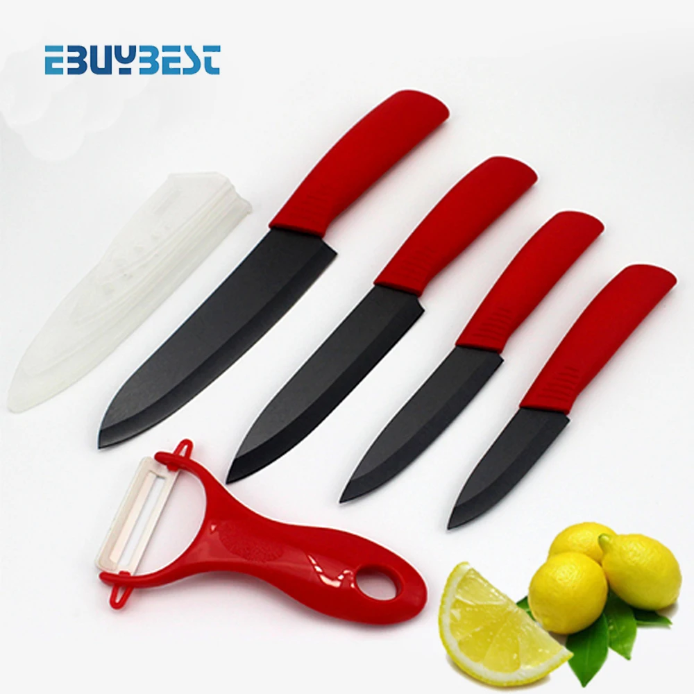 Топ класс керамический нож " 4" " 6" дюймов+ Овощечистка циркония черное лезвие кухонные ножи Набор ножей нож для очистки овощей