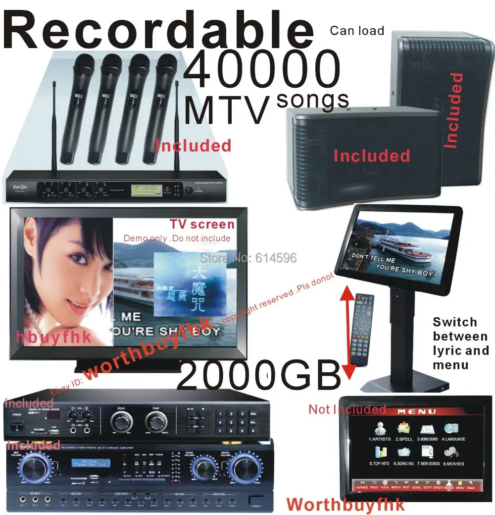 HDD Karaoke Player Machine Recordable Jukebox System with