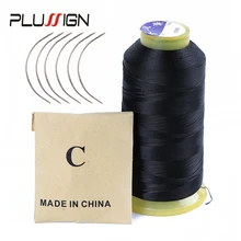 Plussign Швейные иглы для волос и нитки для изготовления париков 12 шт. Швейные иглы с 1 рулоном 2000 метров нитки для плетения всего