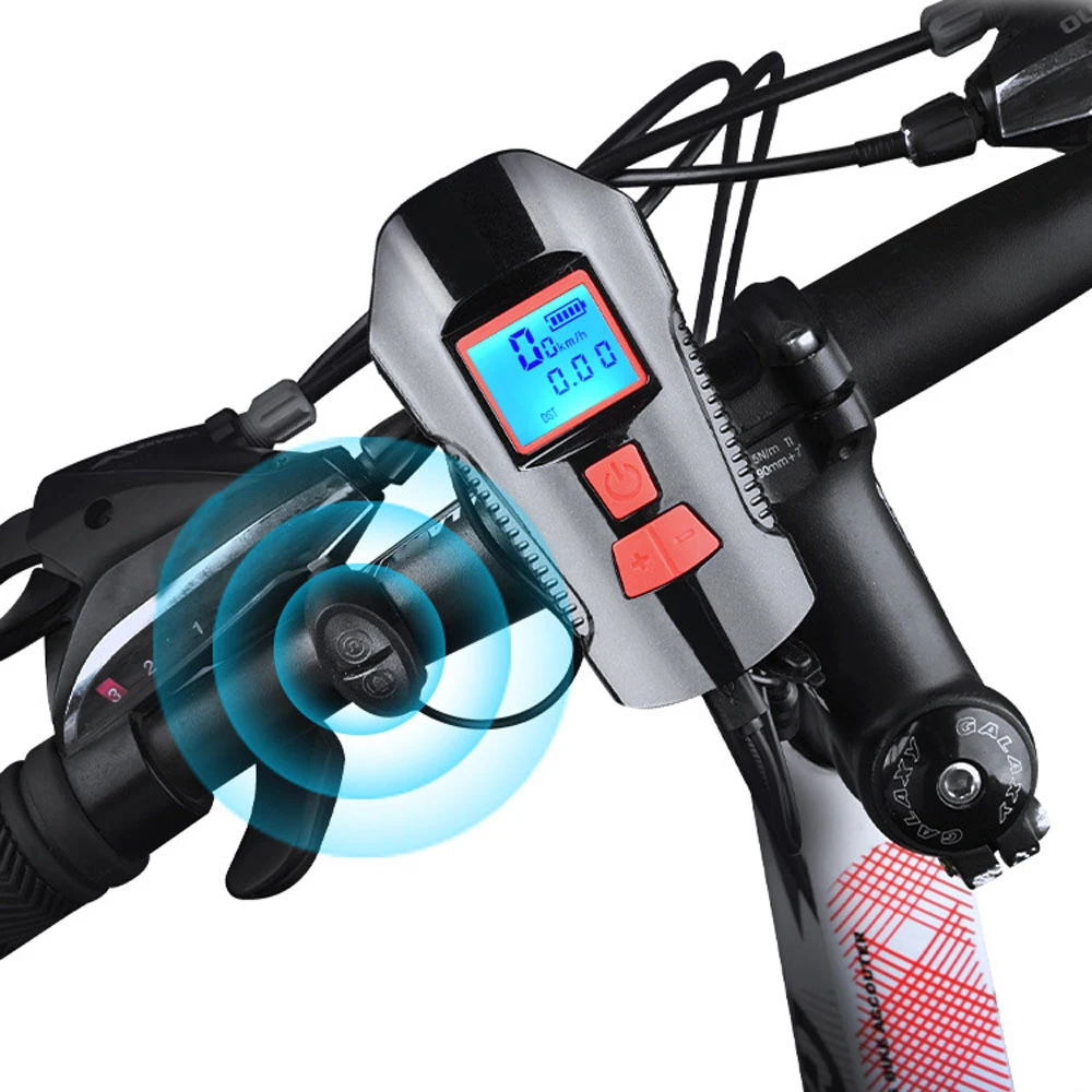 

Bicycle Speedometer 3 IN 1 Waterproof Bike Front Light Bike Computer Speedometer Bike Bell Cycling Light With Speedometer 29