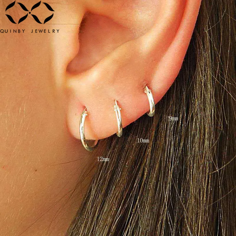 

Hoop Earrings 925 Sterling Silver For Women Minimalist Round Circle Earrings 8mm,10mm,12mm,14mm,16mm,18mm,20mm Loop Earrings Z4