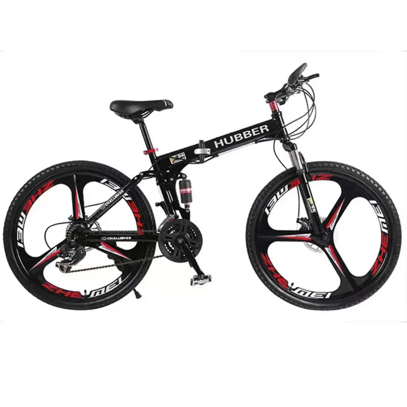 Excellent Foldable Double Shock Absorption  Mountain Bicycle Aluminum Alloy Frame Double Disc Brake Oil Brake One 2